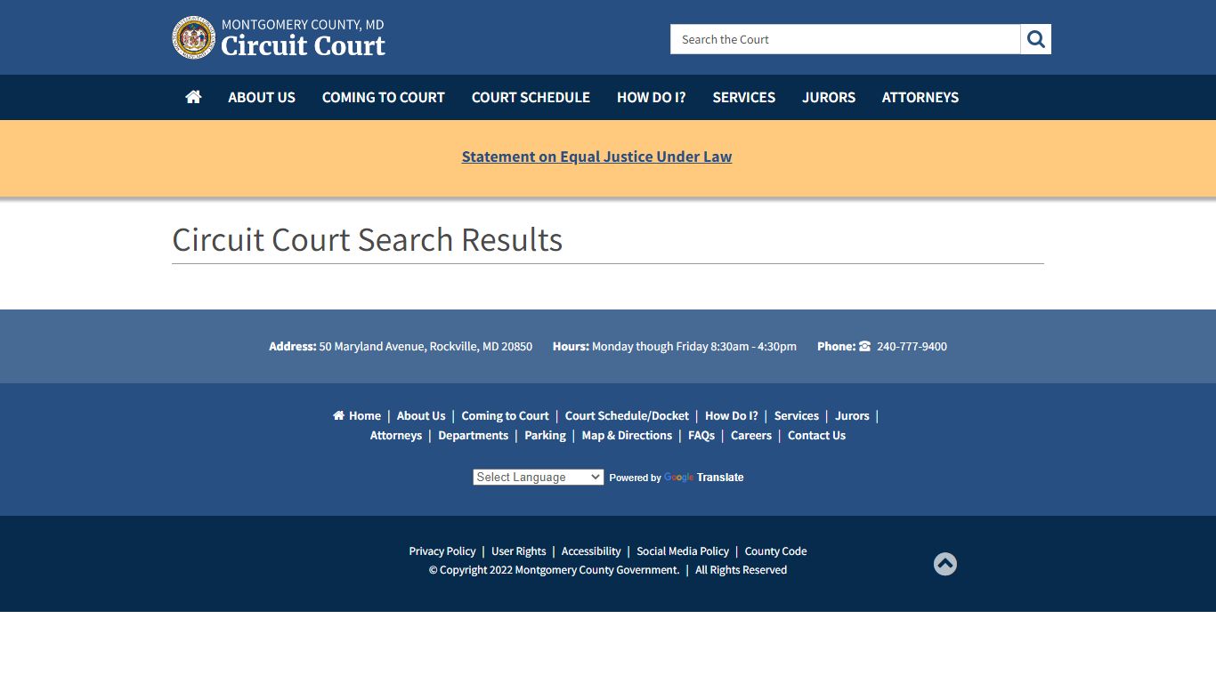 Search The Court - Montgomery County, Maryland